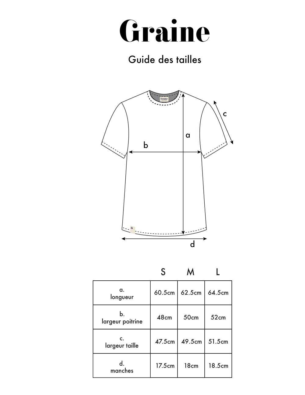 Graine Guide Tailles Tee