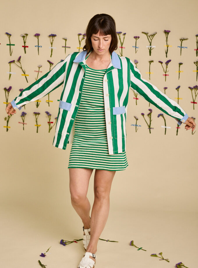 Graine SS25 Veste Revivre / Rayures vertes et vanille
