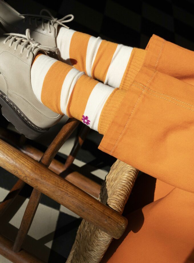 Graine Fw25 Chaussettes Socks Orange Blanche