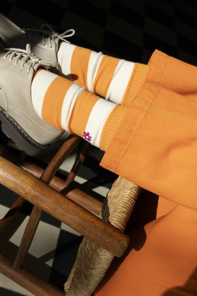 Graine Fw25 Chaussettes Socks Orange Blanche